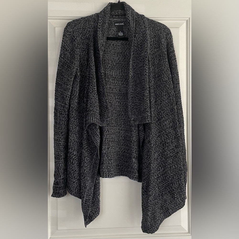 Y2K Wet Seal Black/Charcoal Open Front Cardigan
